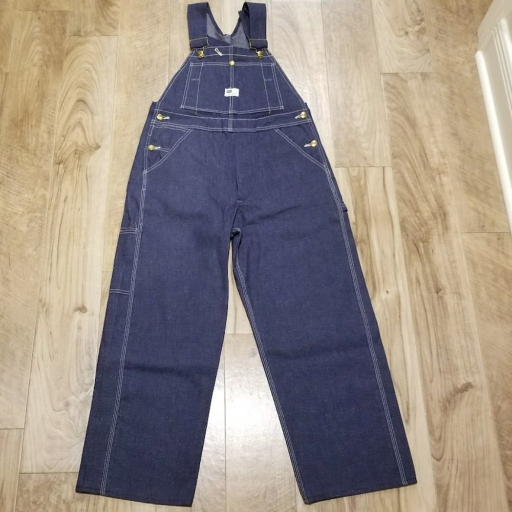 Vintage 60s SEARS Denim Bib Overalls NOS Union Made Utility Gorpcore Lagenlook - Picture 4 of 13